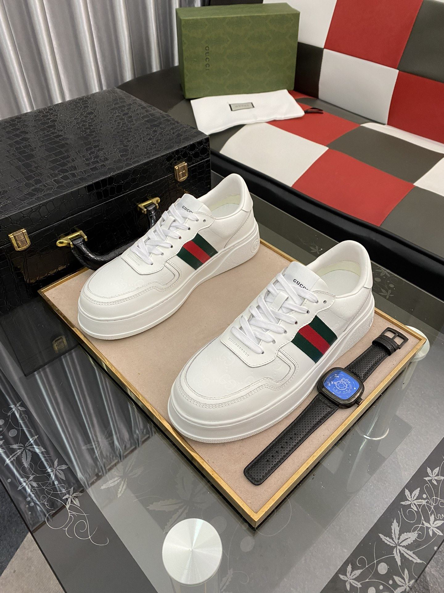 Gvc*1 Men’s GG Sneaker With Web White For Men 669582