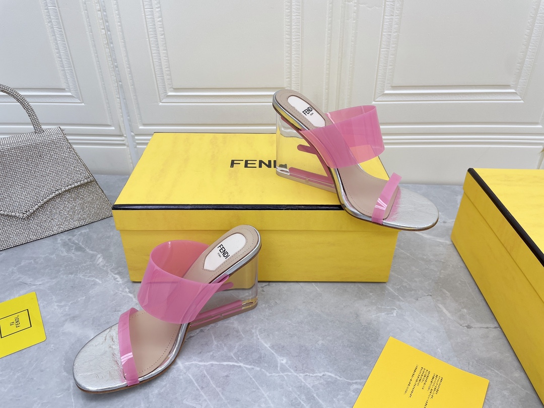 F**di First Pink Transparent High-Heeled Sandals For Women