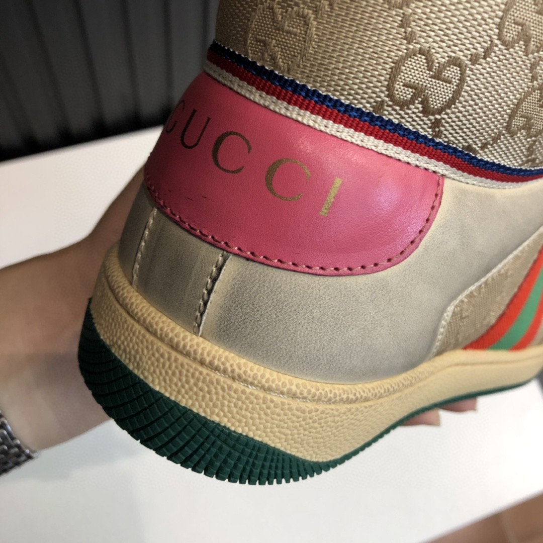 Gvc*1 Men’s Screener GG Distressed High Top Off-White Pink For Men 5637309
