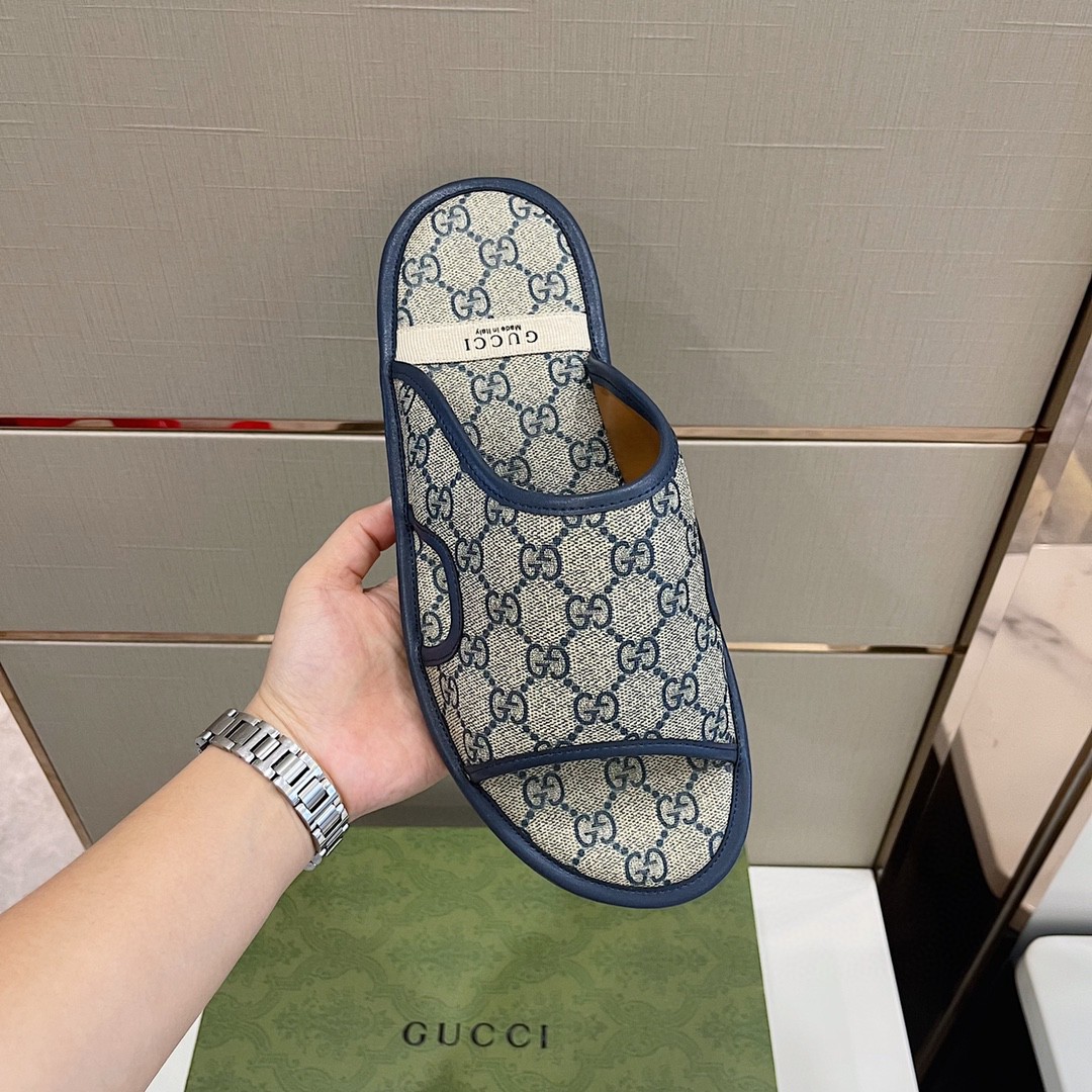Gvc*1 Men’s GG Svp*me Slide Sandal Blue And Beige For Men ‎624879