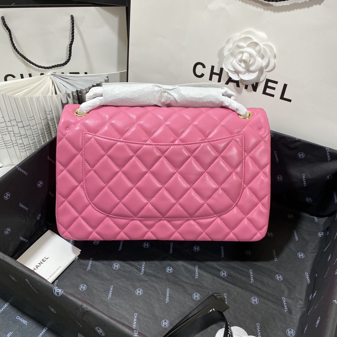 Ch**el Large Classic Handbag Gold Hardware Pink For Women, Women’s Handbags, Shoulder Bags 11.8in/30cm