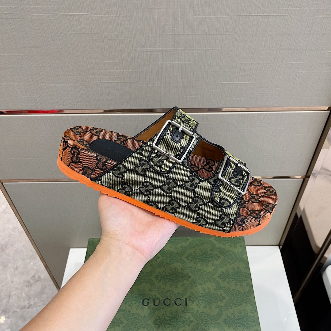Gvc*1 Women’s Slide Sandal With Straps Orange And Green For Women 658020 2HK60