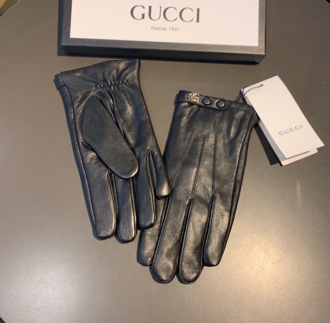 Gvc*1 Gloves With Signature Double G Motif In Black