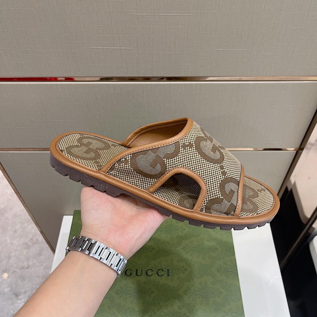 Gvc*1 Men’s Maxi GG Svp*me Slide Sandal Brown And Beige For Men ‎624879
