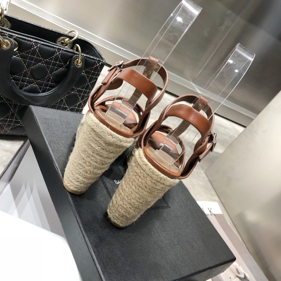 Sa1nt Lau*nt Women’s Tribute Espadrilles Wedge Brown For Women Y51 611924BDA002206
