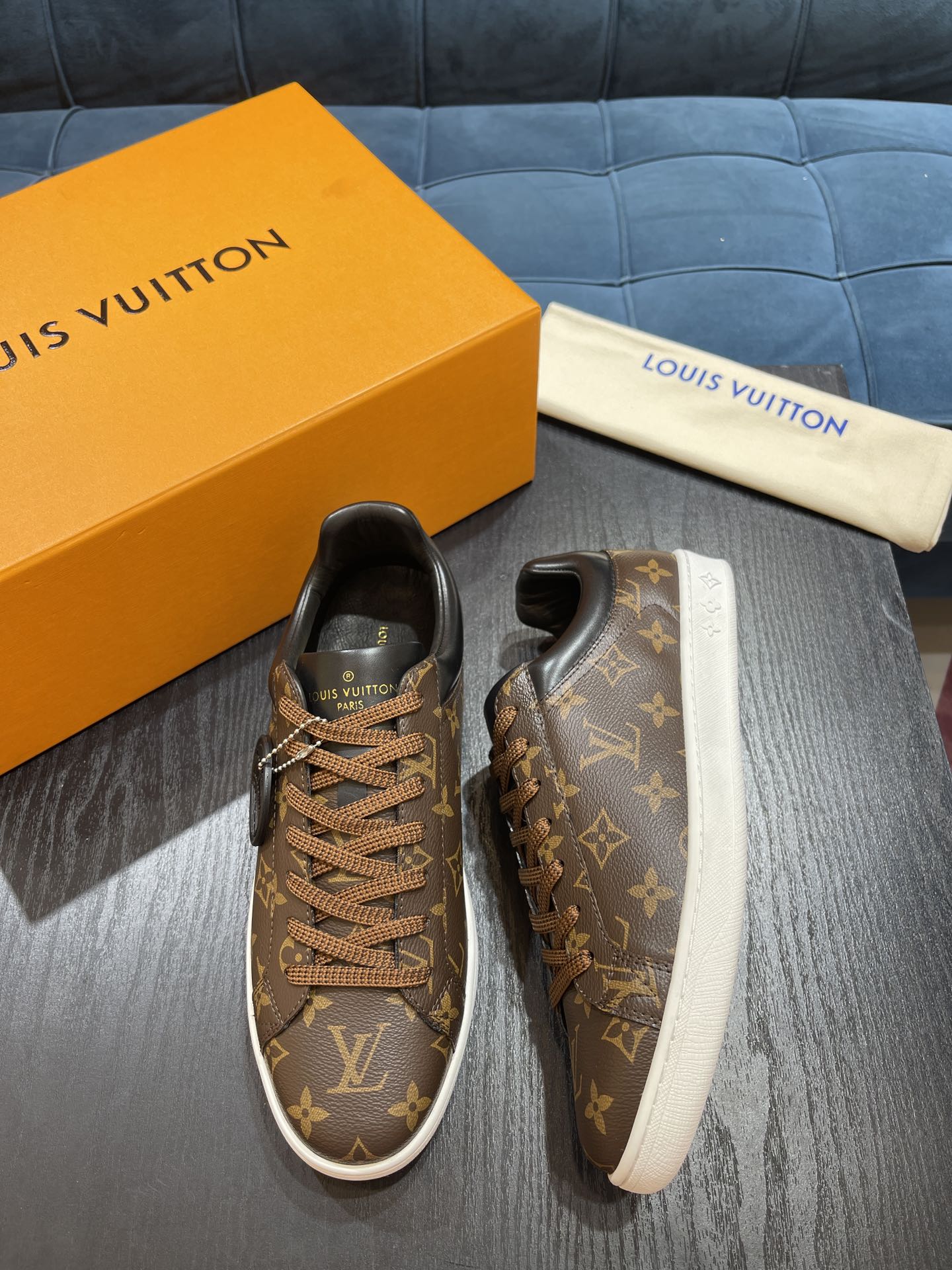 L0vis VuittionLuxembourg Sneaker Brown For Men LV 1A4PAF