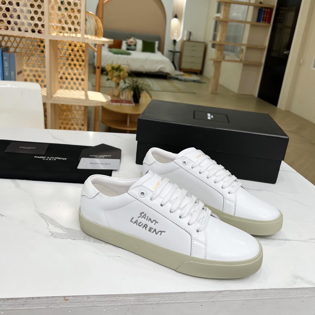 Sa1nt Lau*nt Women’s Court Classic Sl/06 Embroidered Sneakers White For Women Y51