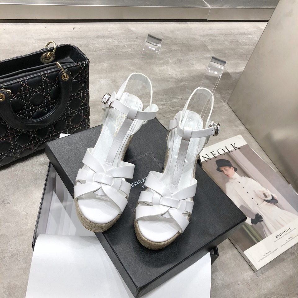 Sa1nt Lau*nt Women’s Tribute Espadrilles Wedge White For Women Y51 611924BZC009008