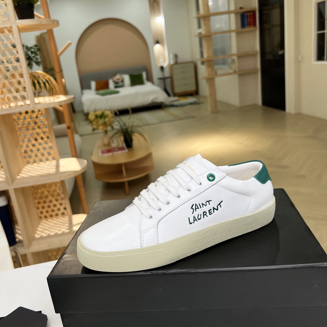 Sa1nt Lau*nt Women’s Court Classic Sl/06 Embroidered Sneakers Green For Women Y51