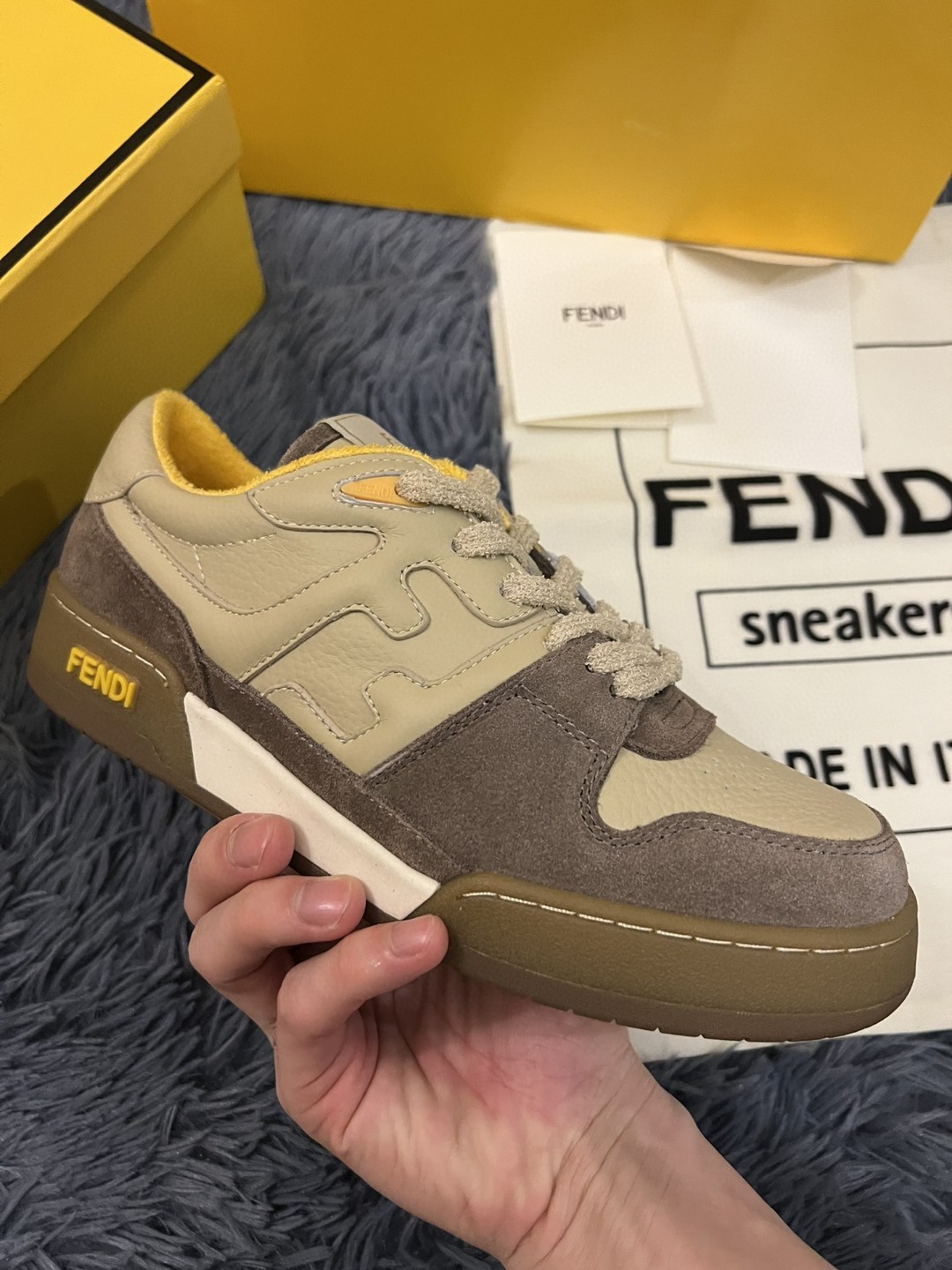 F**di Match Low Tops Sneakers Beige For Men 7E1493AHH2F1FHU