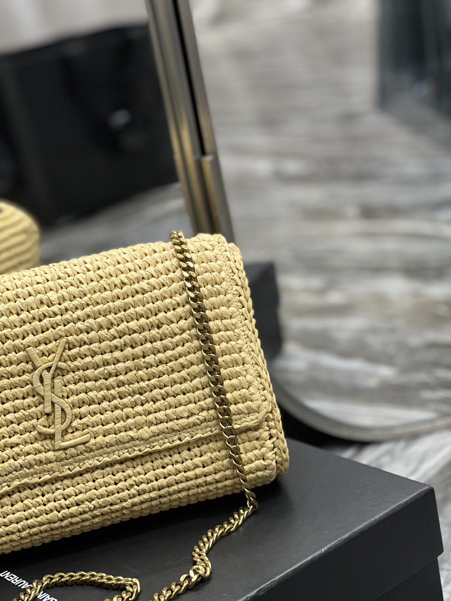 Sa1nt Lau*nt Niki Medium Chain Bag Yellow For Women, Women’s Bags 11in/28cm Y51‎
