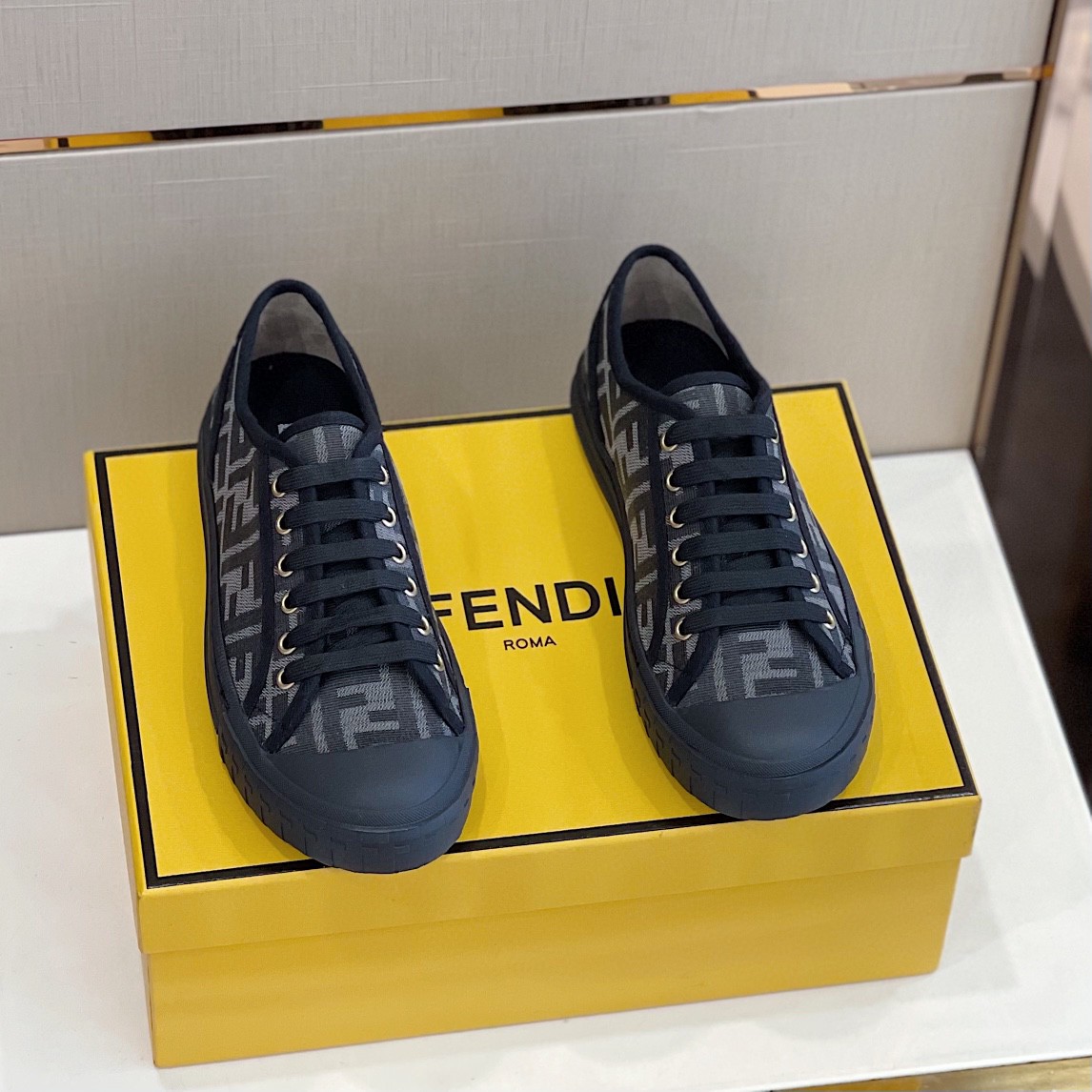 F**di Domino Fabric Sneakers Black For Men