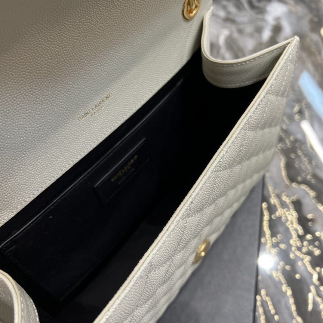 Sa1nt Lau*nt Envelope Medium Chain Bag White For Women, Women’s Bags 9.4in/24cm Y51