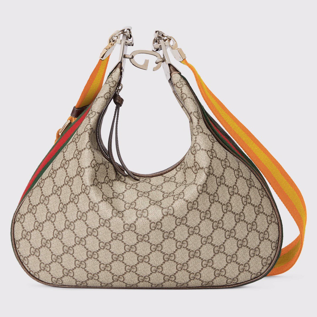 Gvc*1 Atache Large Shoulder Bag Beige And Multicolor For Women, Women’s Bags 13.8in/35cm GG 702823 96GRN 4091