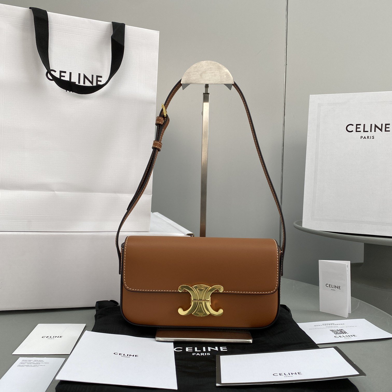 Ce1i*e Triomphe Shoulder Bag Brown For Women 8in/20cm 194143BFN.04LU