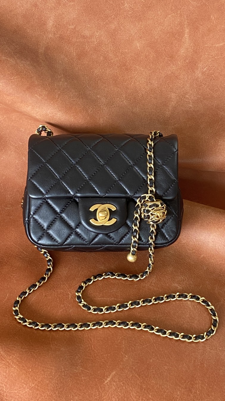 Ch**el Classic Bag Black For Women, Women’s Bags 7.1in/18cm