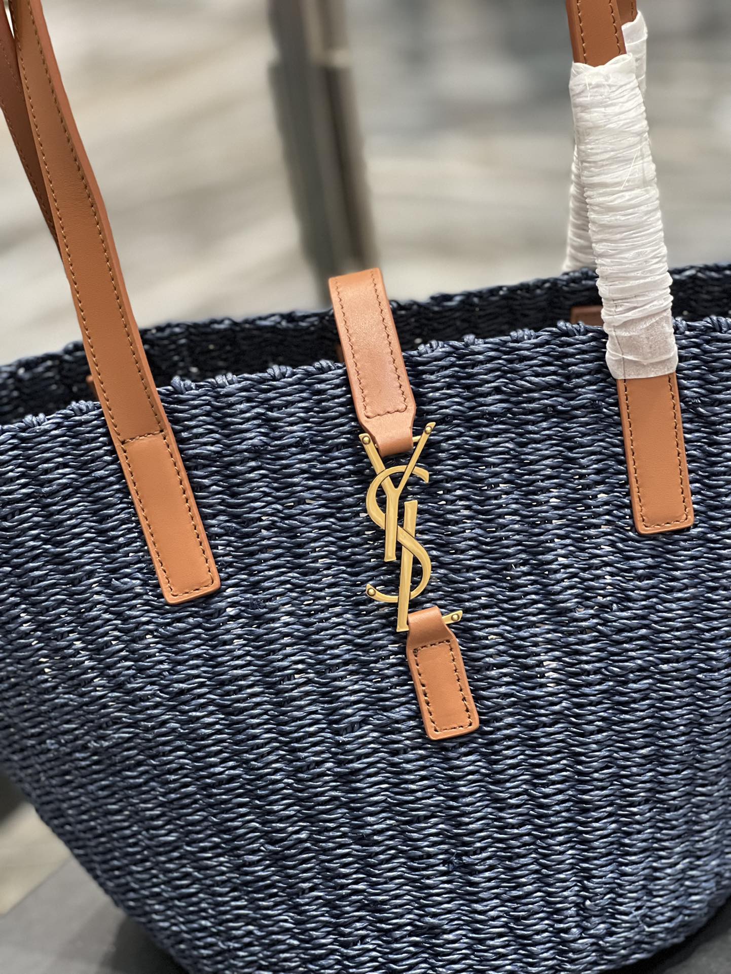 Sa1nt Lau*nt Panier Medium Bag Blue For Women, Women’s Bags 16.5in/42cm Y51
