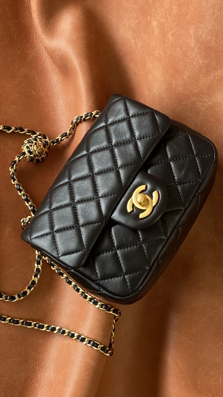 Ch**el Classic Bag Black For Women, Women’s Bags 7.1in/18cm