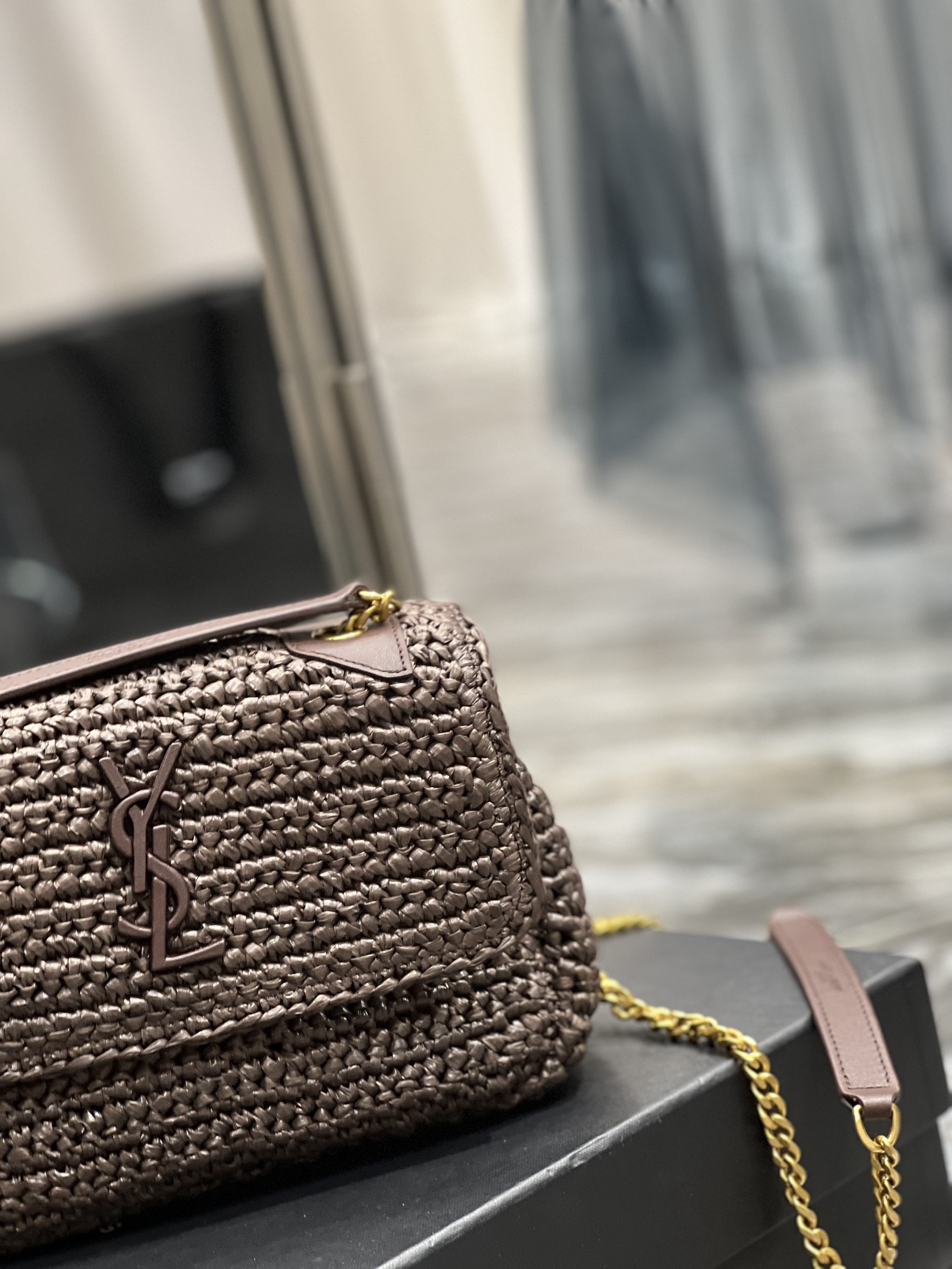 Sa1nt Lau*nt Niki Baby Chain Bag Dark Brown For Women, Women’s Bags 8.2in/21cm Y51