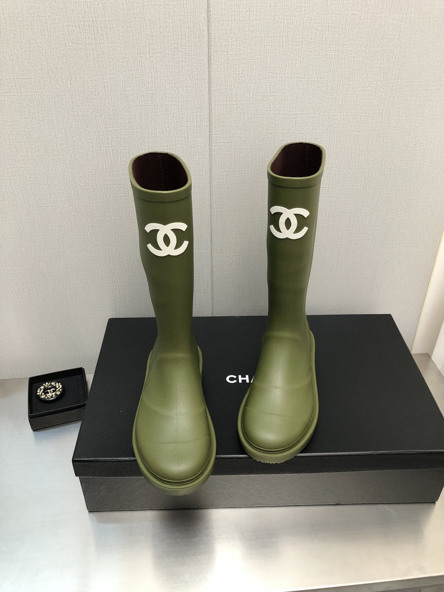 Ch**el Women’s Hight Boots Dark Green For Women