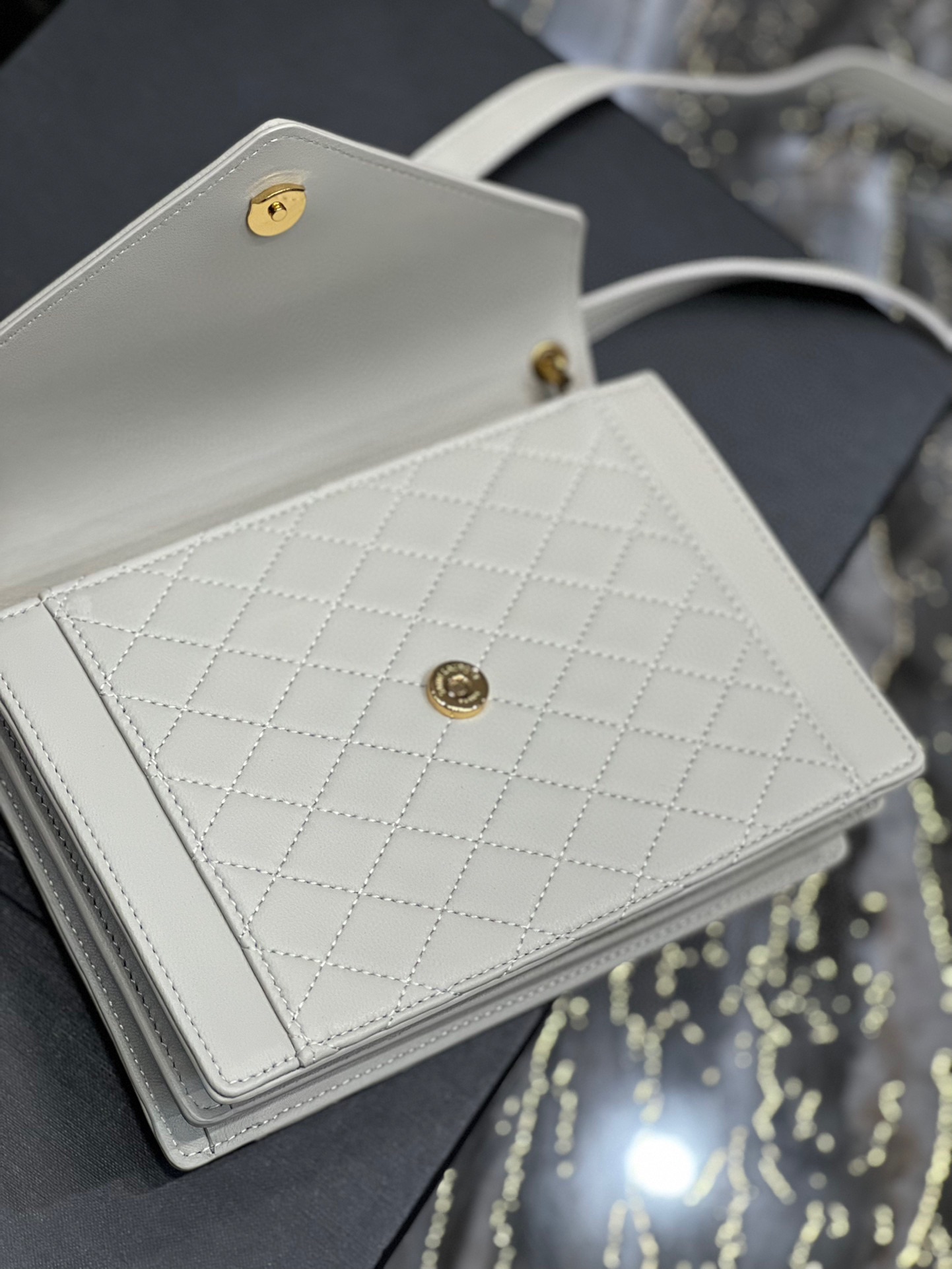 Sa1nt Lau*nt Gaby Mini Satchel White For Women, Women’s Bags 7.9in/20cm Y51 6855741EL079207