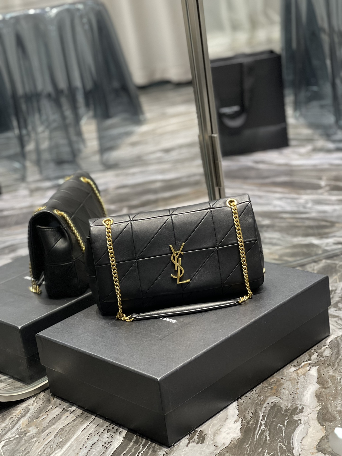 [True-to-ORIGINAL] Sa1nt Lau*nt Jamie Medium Chain Bag Black For Women 9.8in/25cm