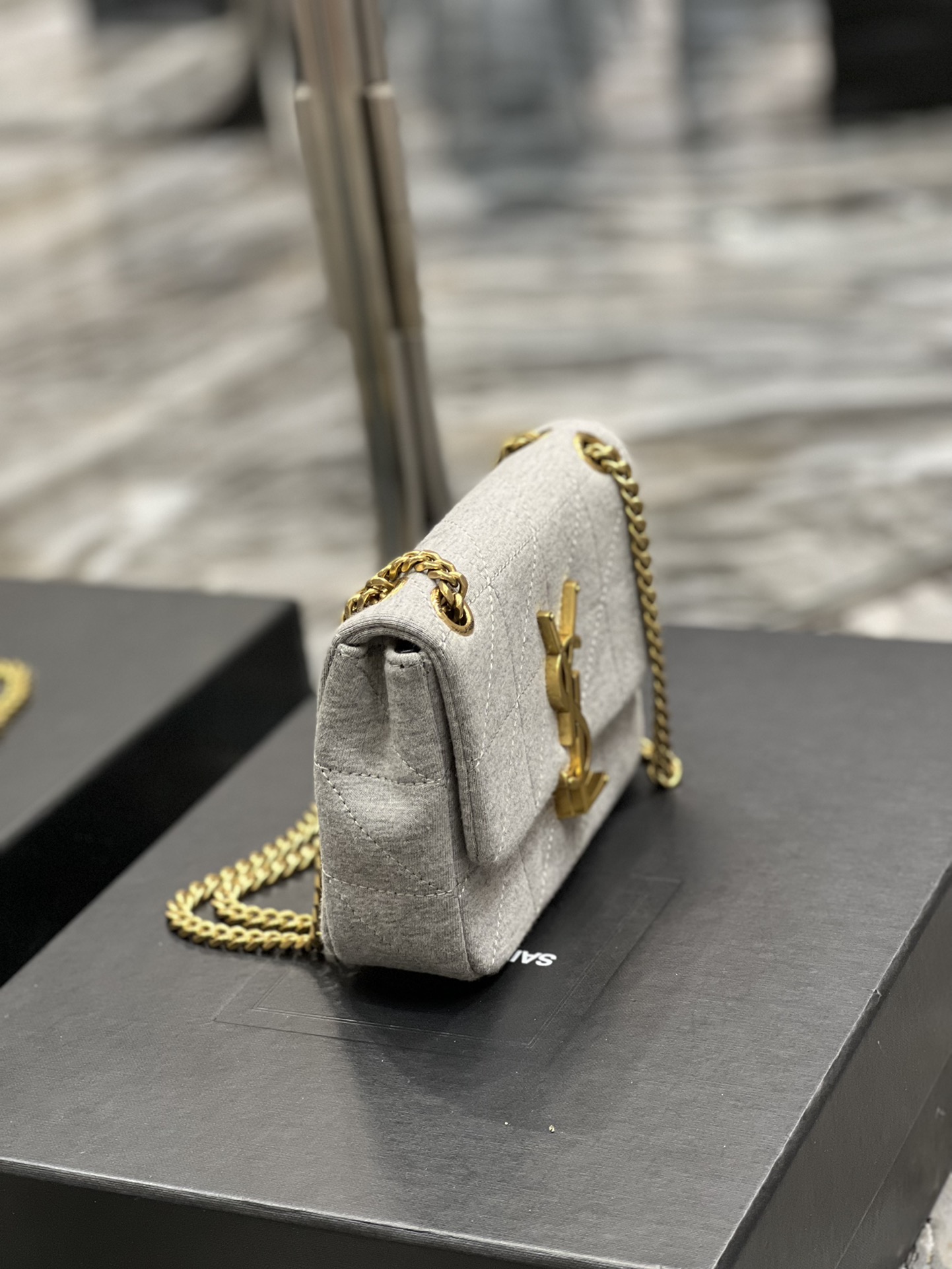 Sa1nt Lau*nt Jamie Mini Chain Bag Grey For Women, Women’s Bags 6.9in/17.5cm Y51 6981622F9271407