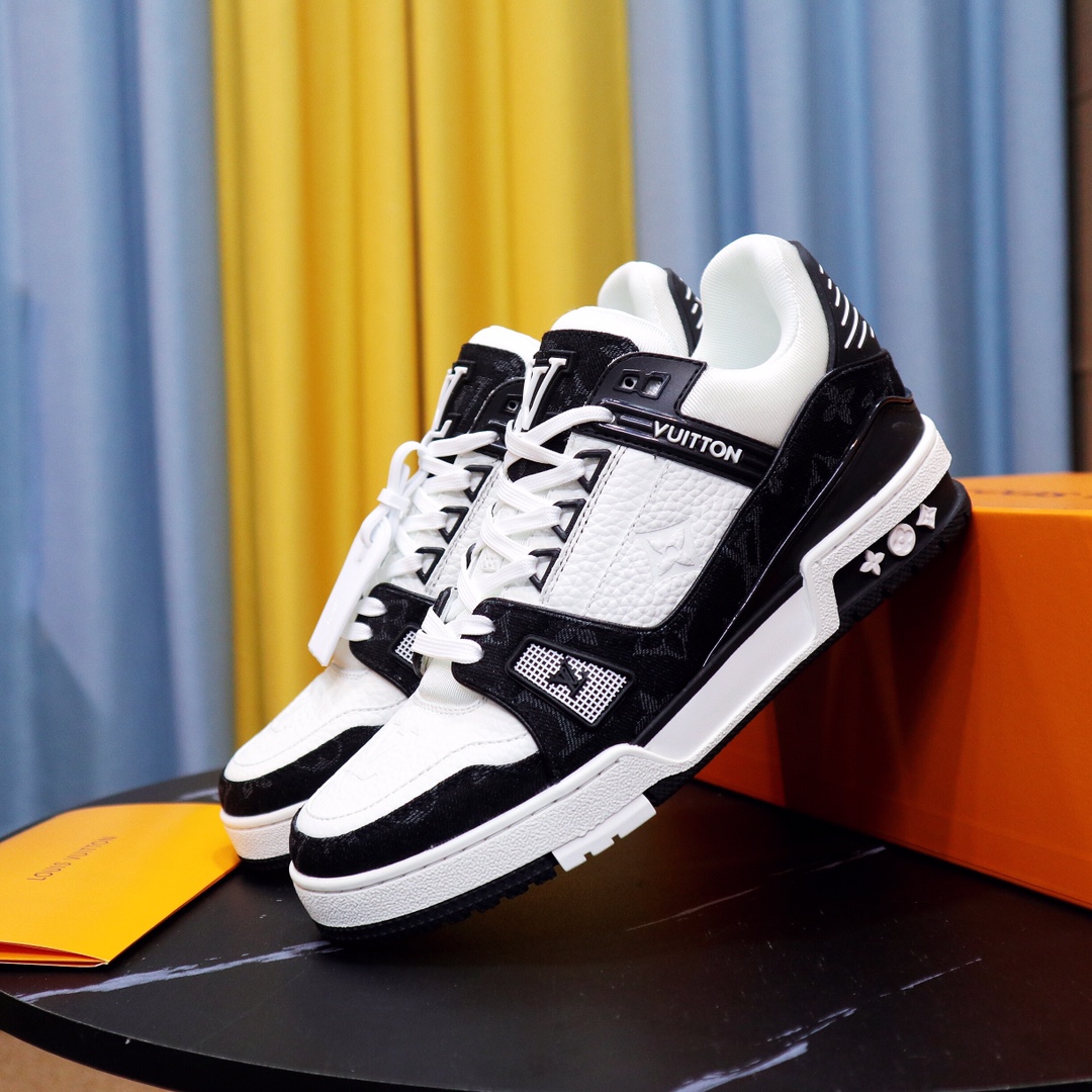 L0vis Vvtt0n Trainer Sneaker Mix Of Materials Black/White For Men LV